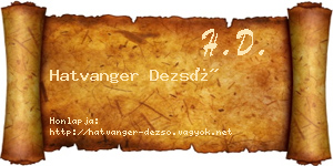 Hatvanger Dezső névjegykártya